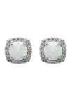 Opal and Sparkle Stud Earrings Silver