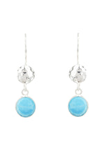 Circle & Hammer Earring in Silver Turquoise against a white background. 