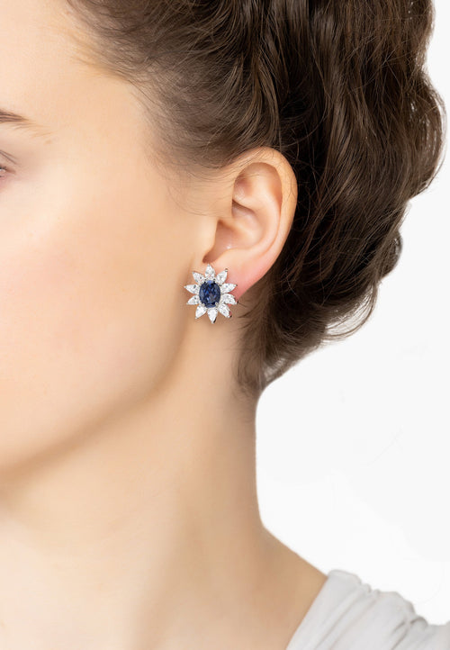 Daisy Gemstone Stud Earrings Tanzanite Silver