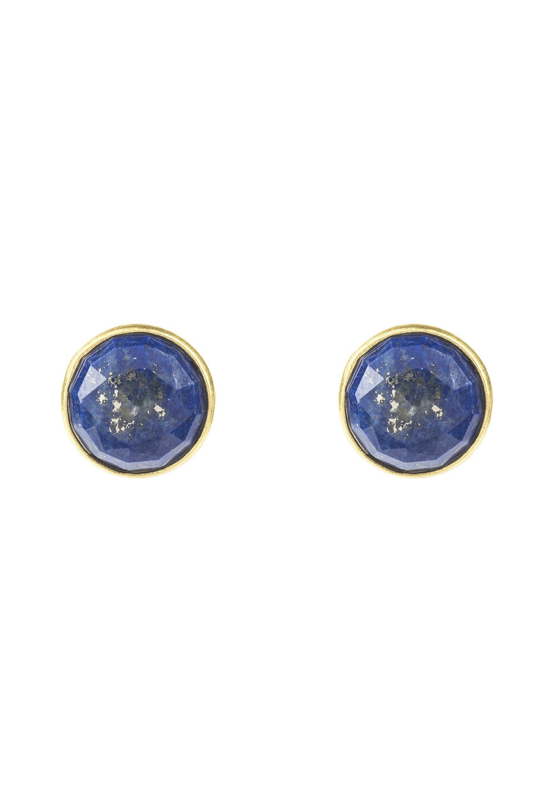 EARRINGS  Ever lapis disc studs  Ginette NY