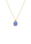 Petite Drop Necklace Gold Dark Blue Chalcedony