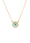 Evil Eye Mother of Pearl Necklace in gold finish.