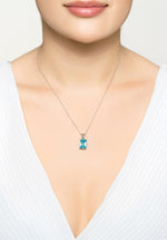 Alexandra Rectangle Gemstone Necklace Silver Blue Topaz