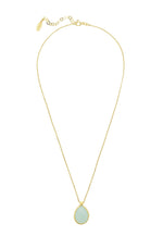 Petite Drop Necklace Gold Aqua Chalcedony
