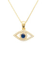 Evil Eye Elliptical Necklace Blue Gold