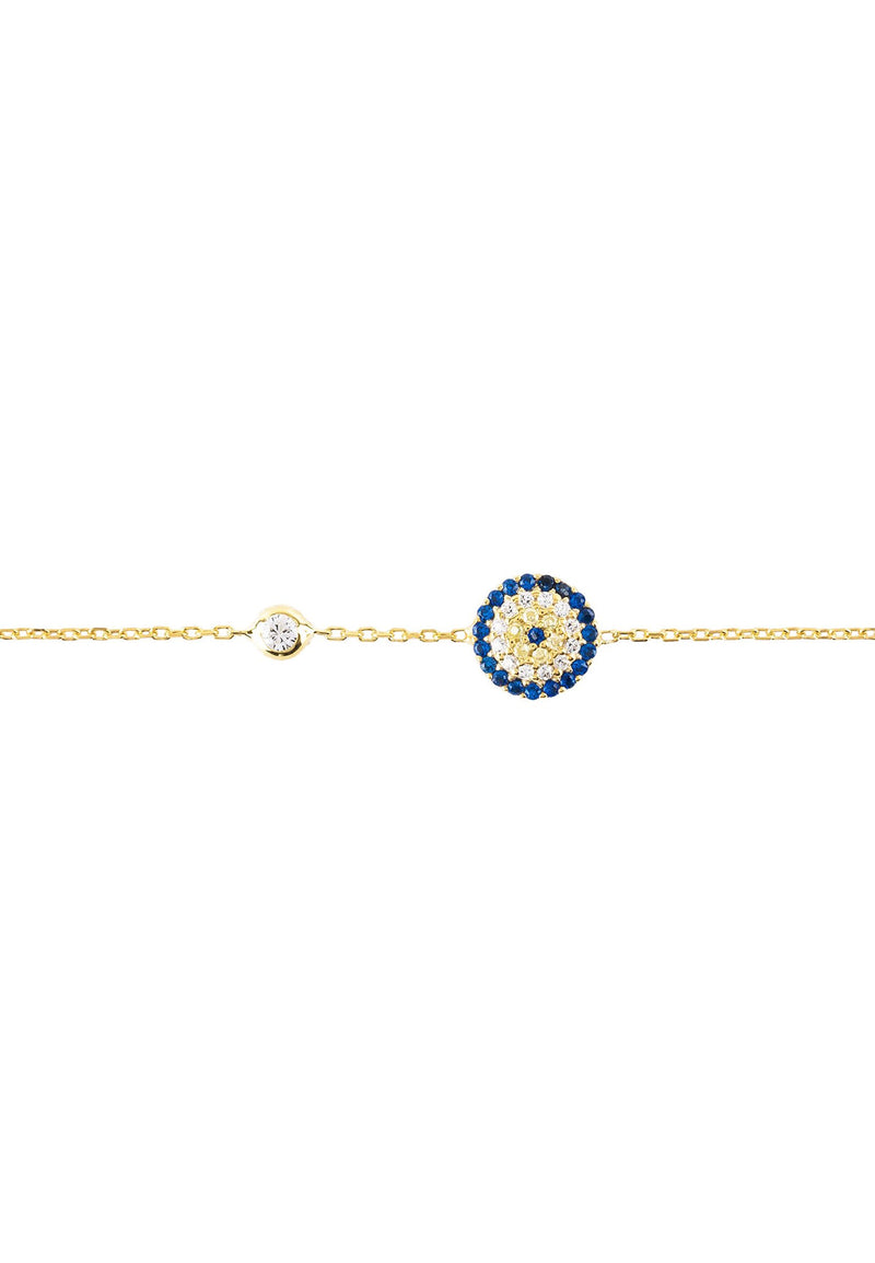 Close up view of the Evil Eye Bracelet with the gemstones visible.