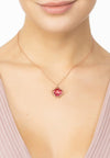 Open Clover Flower Gemstone Necklace Rosegold Pink Tourmaline