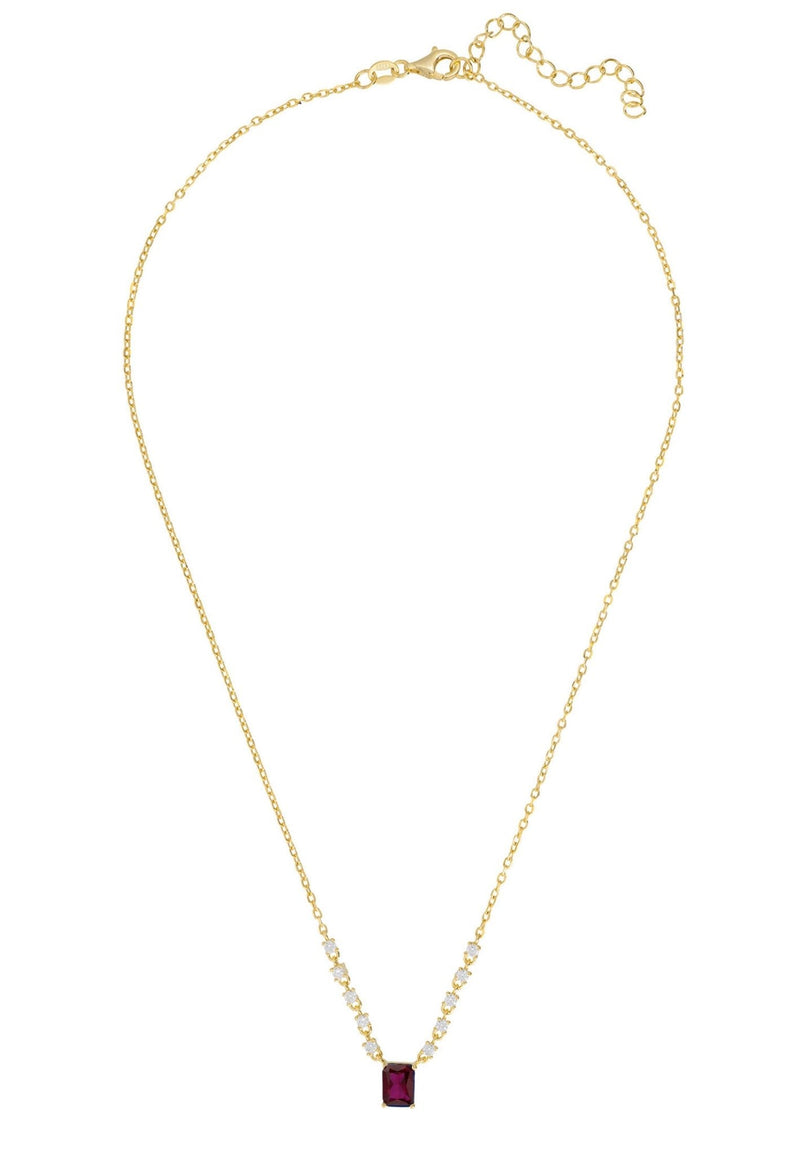 Claudia Gemstone Pendant Necklace Gold Ruby